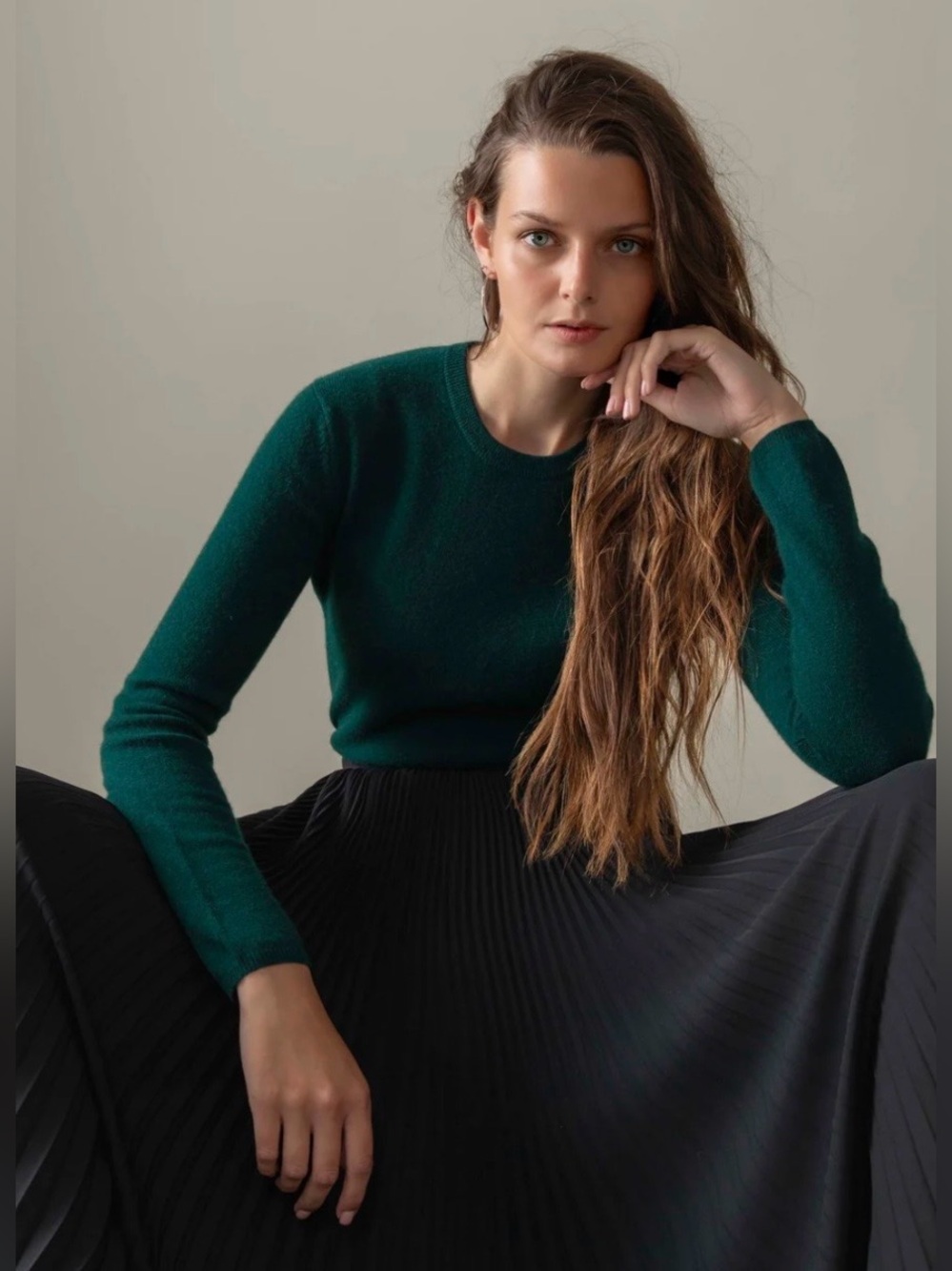 Kiltane Scotland Pure Cashmere crew neck Sweater in Forest Green XS/S NWOT
